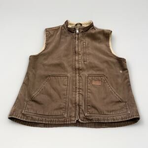 Forge Mens Dark Brown Insulation Lined Full Zip Canvas Work Wear Vest Size L